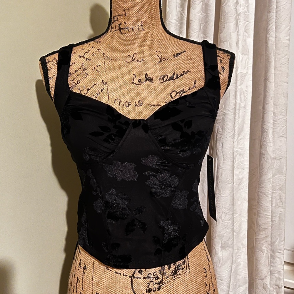 Madden Girl Black Floral Bustier
